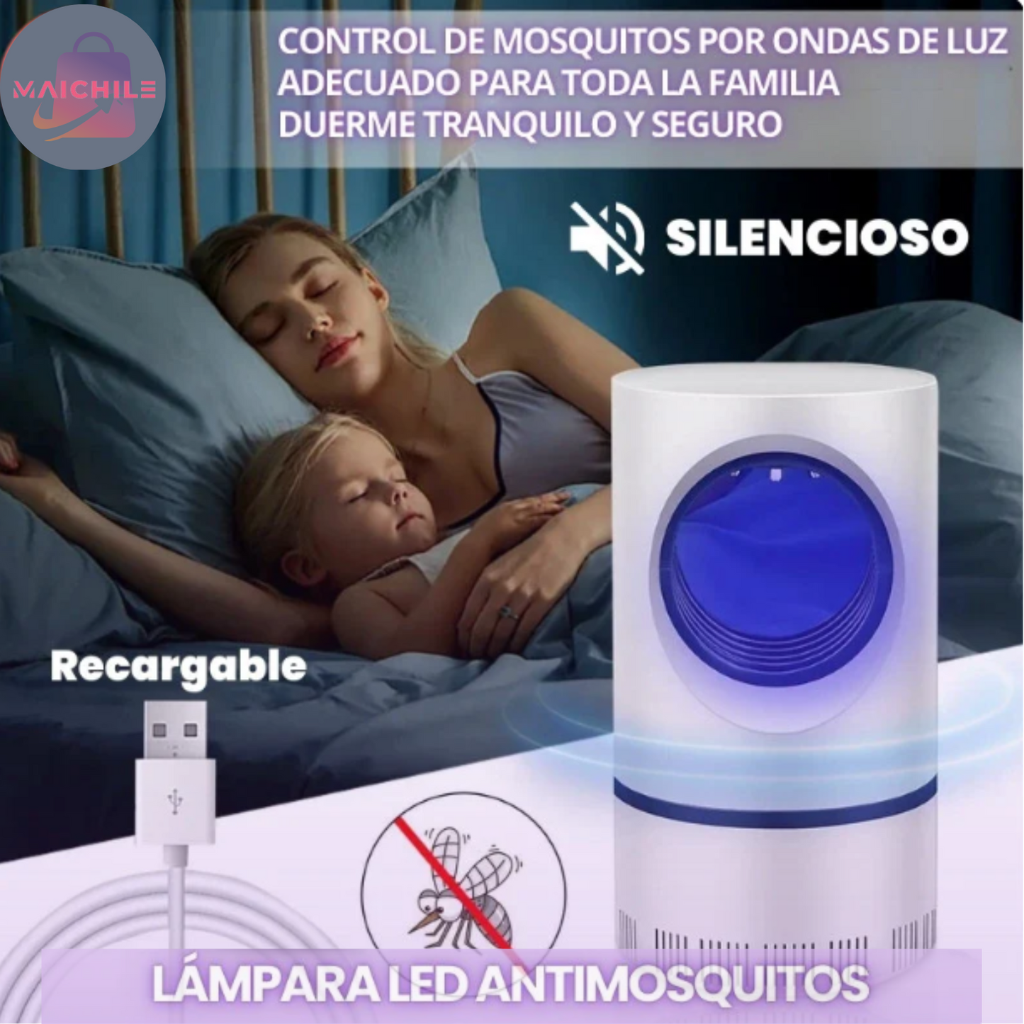 LÁMPARA LED ATRAPA MOSQUITOS, SEGURA PARA TUS HIJOS Y MASCOTAS